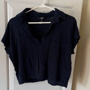Banana Republic Dark Blue 100% Linen Top